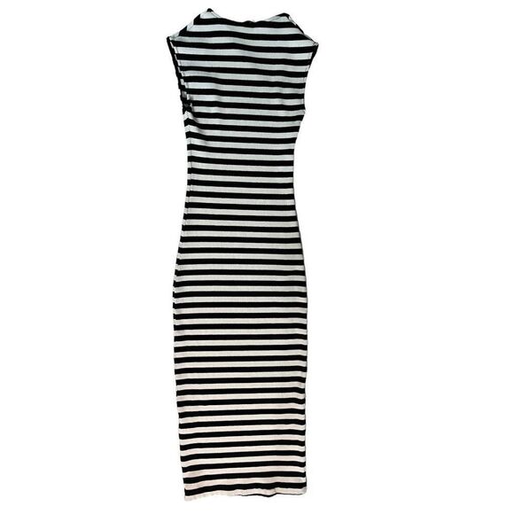 ZARA BLACK AND WHITE ASYMMETRIC NECK DRESS - Picture 6 of 7